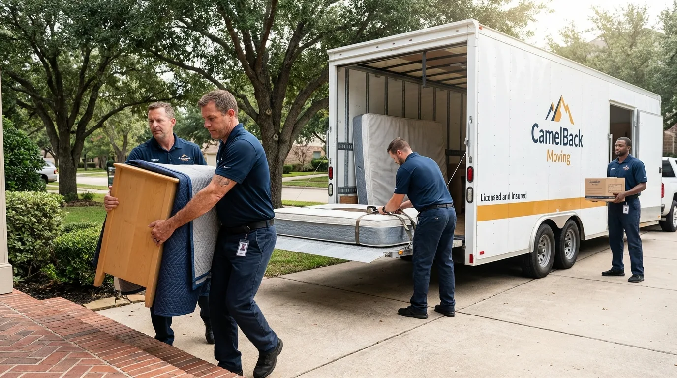 Crew loading residential truck for cross-state move from Judsonia, AR